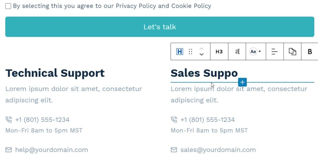 Edit Contact page with CMS