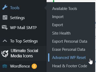 Access WordPress Reset