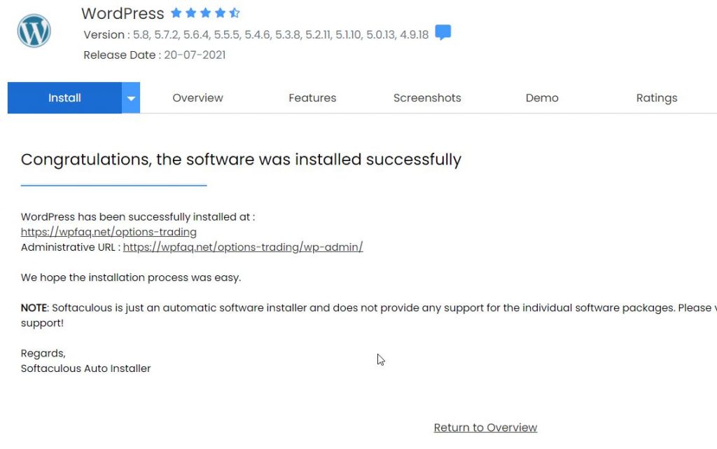 Installation Done WP