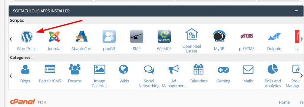 WordPress Softaculous App Installer