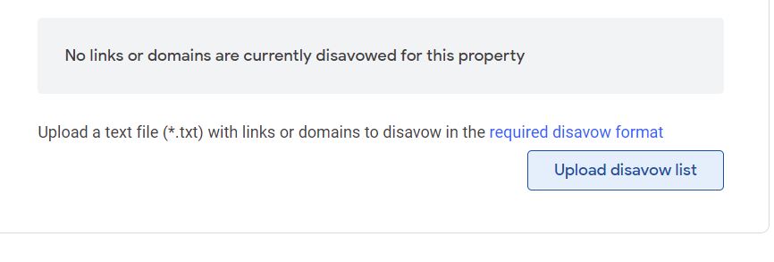 upload disavow lists to google search console
