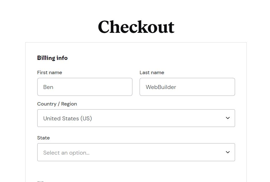 Checkout page elementor