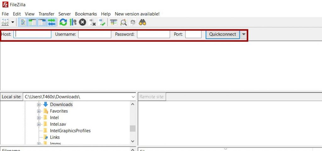 Fill in the FileZilla settings