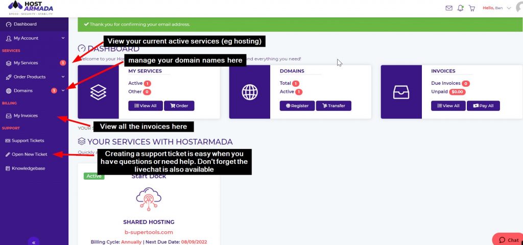 HostArmada Client Area
