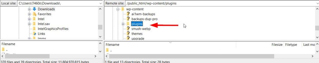 Access Plugins Folder via FTP Client