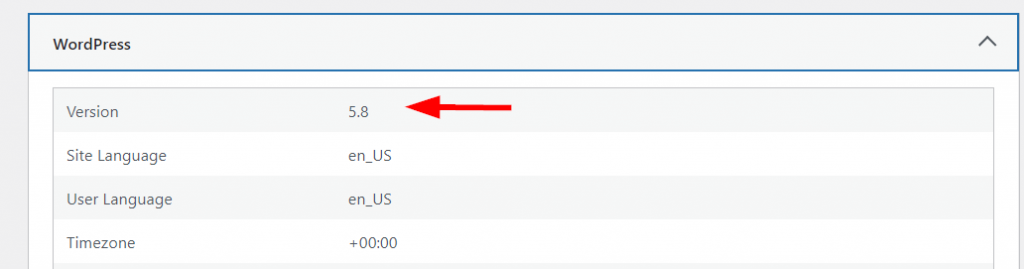 WordPress version